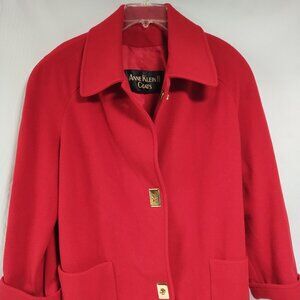 Anne Klein 2 long red wool coat Vintage Women's Coat Red Wool Coat Union Made